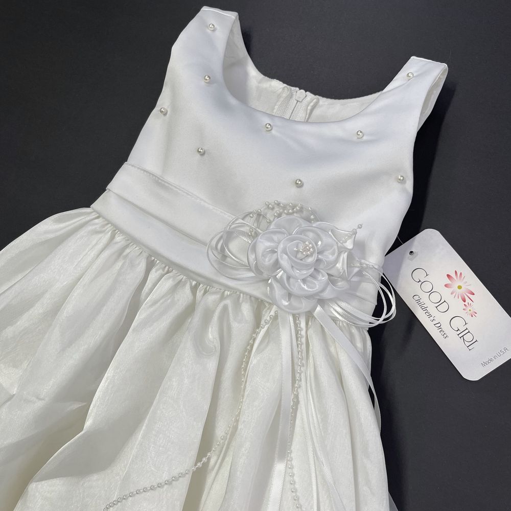 Good Girl Childrens White Pearl Formal Party Wedding Event‎ Dress, Good Girl 499